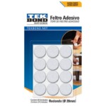 Feltro Redondo Tekbond 24un Branco 20mm