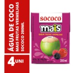 Agua de Coco Sococo 200ml Frut.vermelhas
