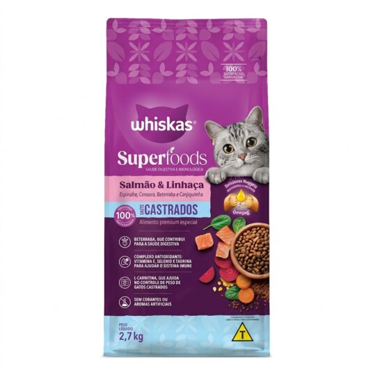 Alim.p/gatos Whiskas 2,7kg Cast.ad.salm.