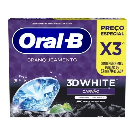 Creme Dental Oral-b 70g 3pack 3d White Carvao