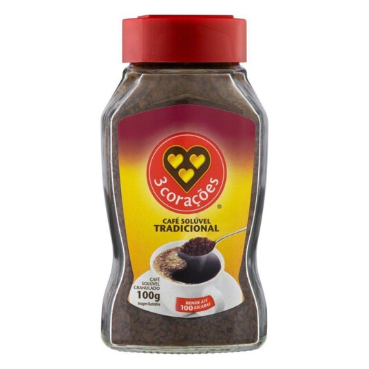 Cafe Soluvel 3 Coracoes 100g Tradiconal Vd