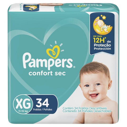 Fralda Desc.pampers Confort Sec Meg 34un Xg