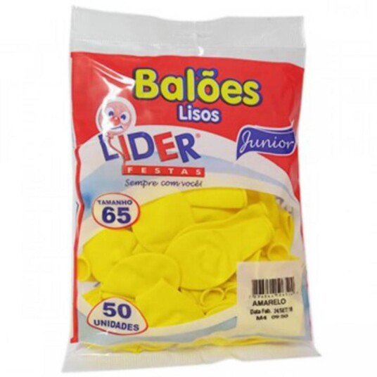 Balao Liso Lider 50un Amarelo