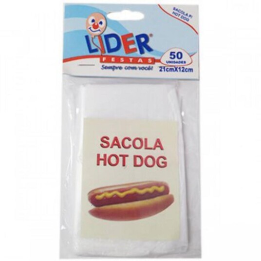 Saco P/hot Dog Lider 50un 21x12cm