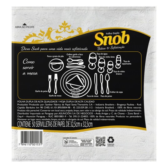 Guardanapo Snob 50un 33x30cm