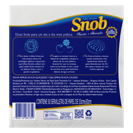 Guardanapo Snob 50un 33x30cm