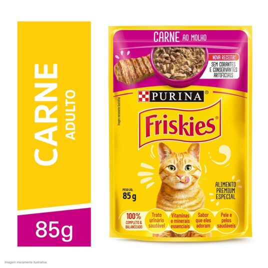 Racao P/gatos Friskies 85g Carne Ao Molho