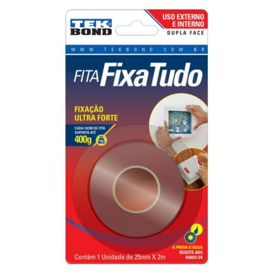 Fita Adesiva Dupla Face Tekbond Un Ext. 25mm X 2m