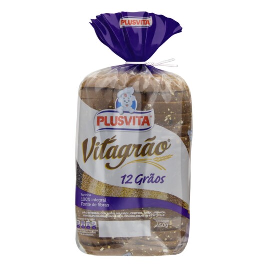 Pao de Forma Integ.plusvita 450g 12gra.100%int.