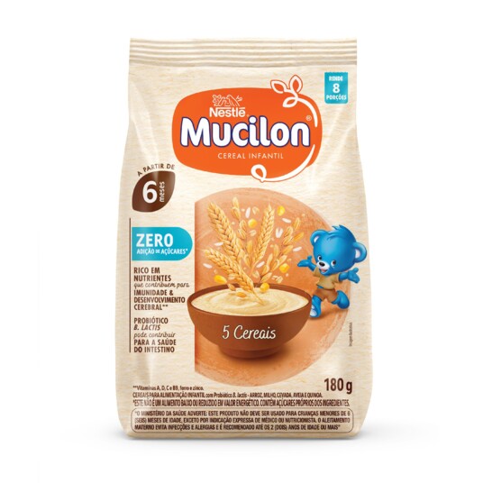Mingau Mucilon 180g 5 Cereais/quin.