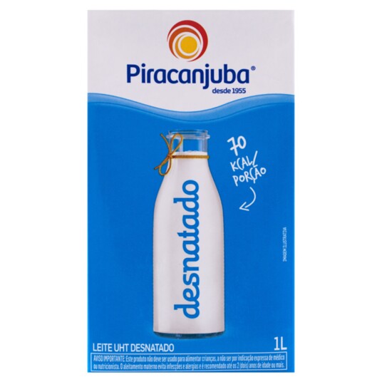 Leite Uht Piracanjuba 1l Desnatado
