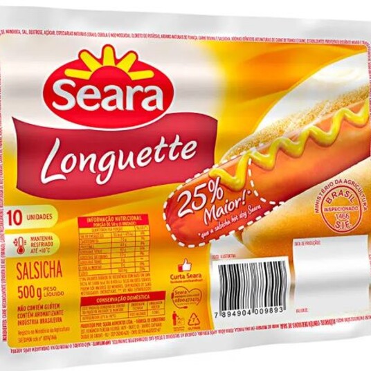 Salsicha Seara 500g Longuette