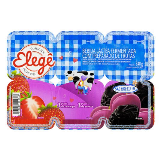 Bebida Lact.polpa Elege 510g Morango/ameixa