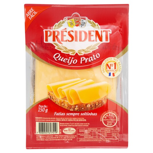 Queijo Prato President 150g Fatiado
