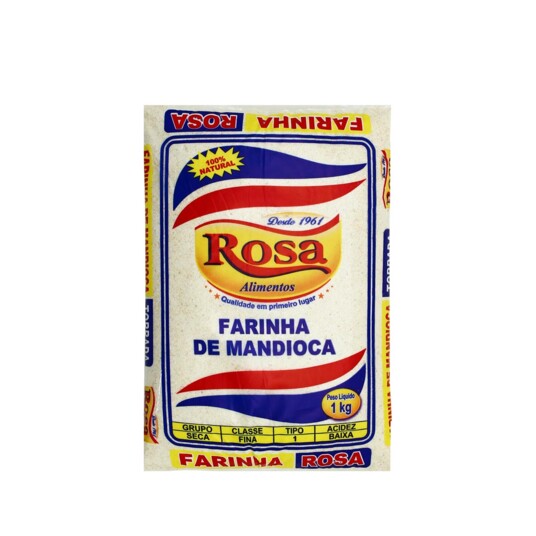 Farinha de Mandioca Rosa 1kg Branca Tipo 1