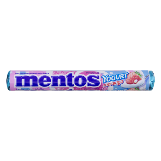 Bala Mastigavel Mentos 37,5g Yogurt Morango
