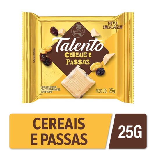 Chocolate Garoto Talento 25g Branco C/cereai