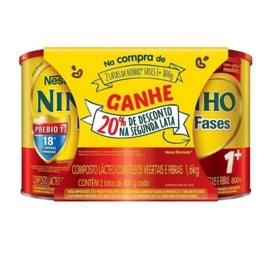 Composto Lacteo Ninho 800g Fases1+ 20% Dsc