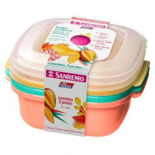 Conj.3 Potes Sanremo 1300ml Plastico
