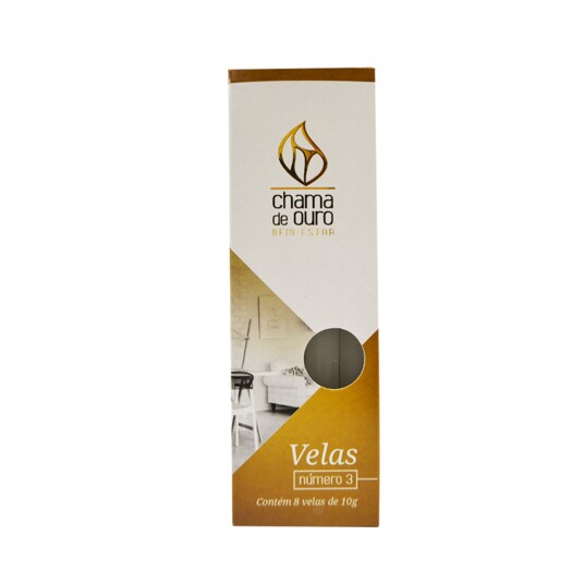 Vela N3 Chama de Ouro 8un Premium Branca