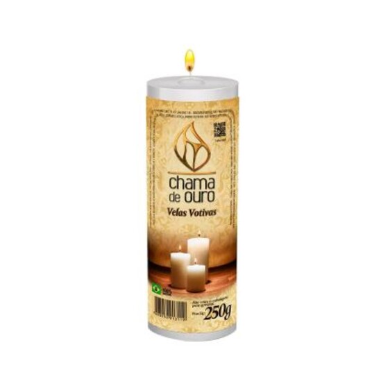 Vela Votiva Chama de Ouro 250g Branca Premium