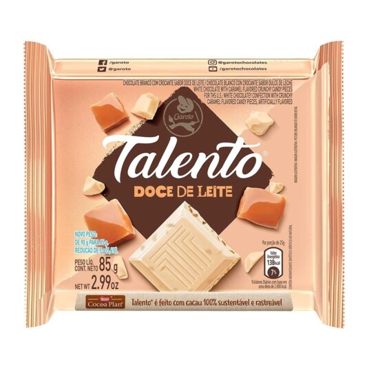 Chocolate Garoto Talento 85g Ch.bco.doce Lte