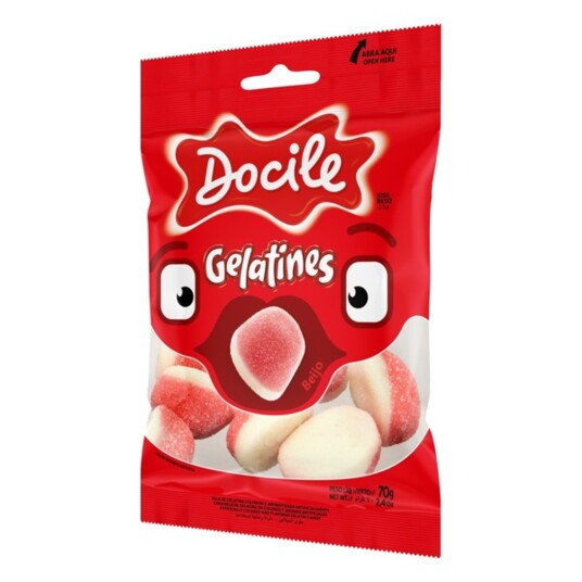 Bala de Gelatina Docile 70g Beijo