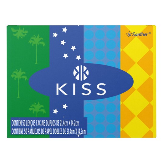 Lenco Facial Kiss 50un Folha Dupla