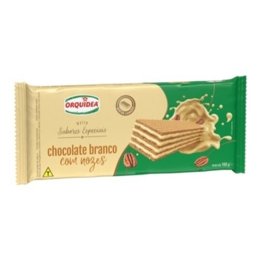 Biscoito Wafer Orquidea 100g Choc.bc.c/nozes