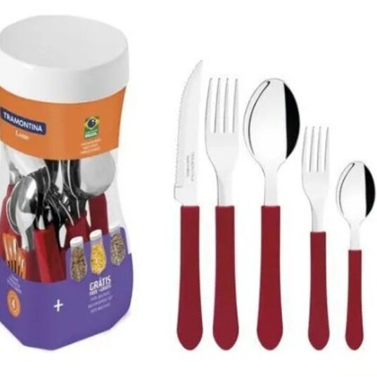 Faqueiro Inox Tramontina Leme 20pcs Vermelho