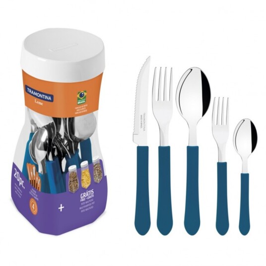 Faqueiro Inox Tramontina Leme 20pcs Azul