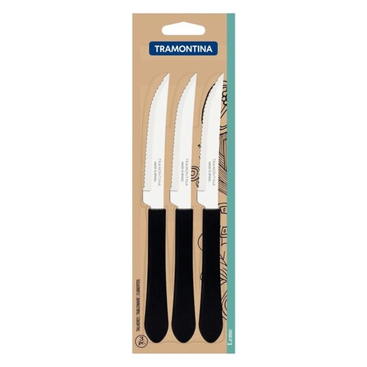 Jg.facas Inox Tramontina 3pcs Preta