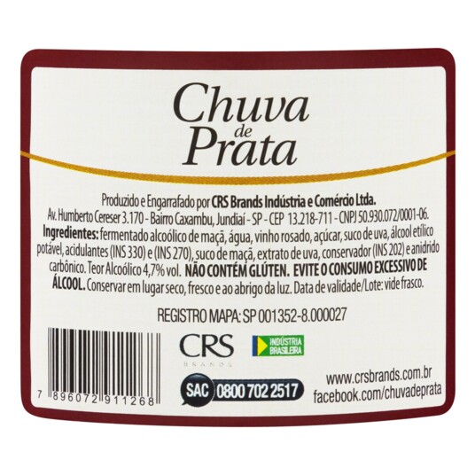 Espumante Chuva de Prata 660ml Ros.ap.maca/uva