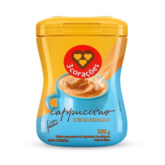 Cappuccino 3 Coracoes 200g Descaf.c/fibras