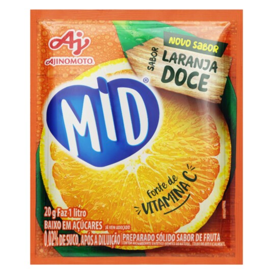 Refresco em Po Mid 20g Laranja Doce