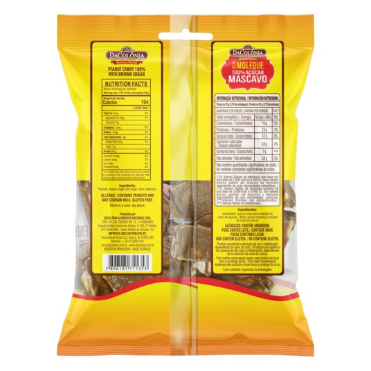 Pe de Moleque Dacolonia 240g 100% Masc.melad