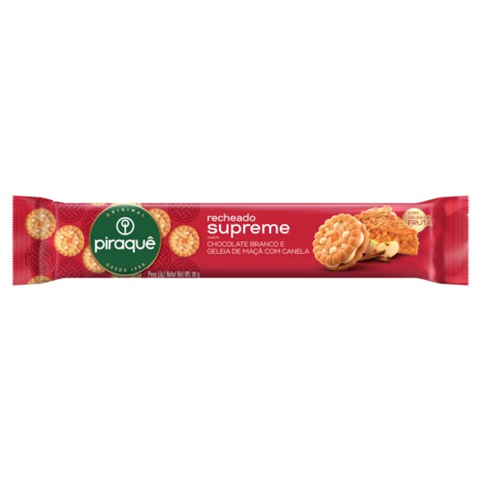 Biscoito Rech.supreme Piraque 80g Ch.bc.c/gel.mac