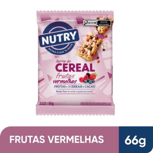 Barra Cereal Nutry 66g Frut.vermelhas