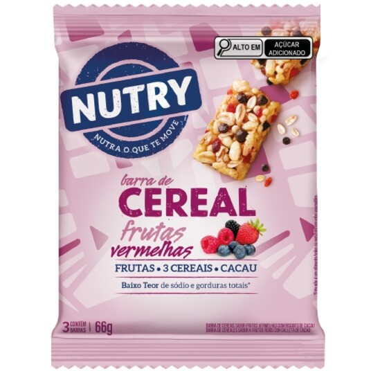 Barra Cereal Nutry 66g Frut.vermelhas