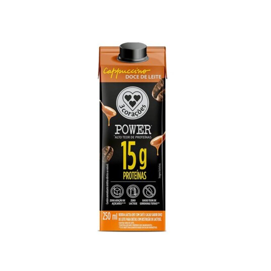 Cappuccino Pow.whe.3 Coracoes 250ml Doce de Leite