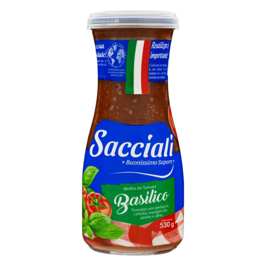 Molho de Tomate Sacciali 530g Basilico