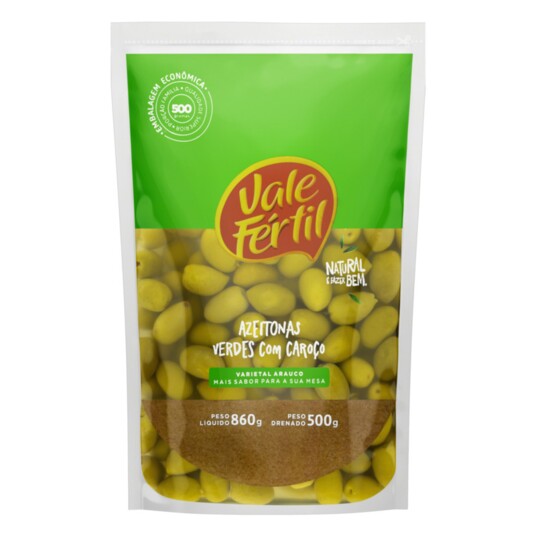Azeitona Verde Vale Fertil 500g Picual Doy Pack