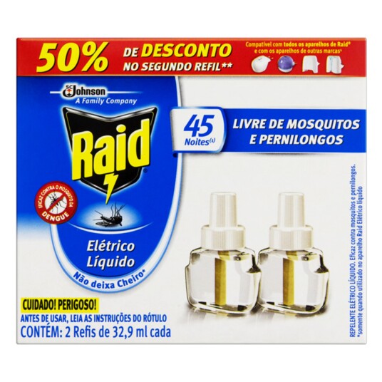 Inseticida Refil Eletr.raid C/2un P.45n.re.32.9ml