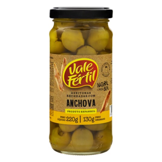 Azeitona Verde Vale Fertil 130g C/anchova Vidro