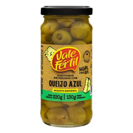 Azeitona Verde Vale Fertil 130g C/queijo Azul