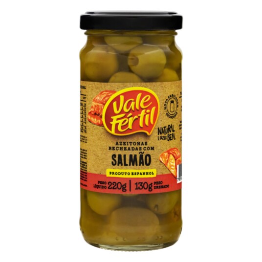 Azeitona Verde Vale Fertil 130g C/salmao Vidro