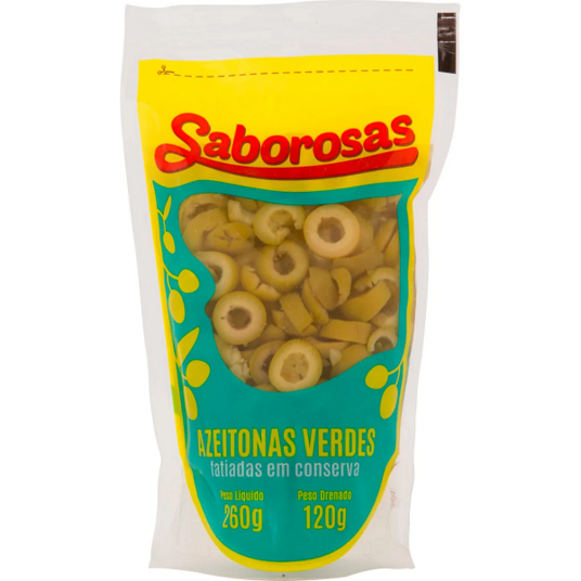 Azeitona Verde Saborosas 120g Fatiada