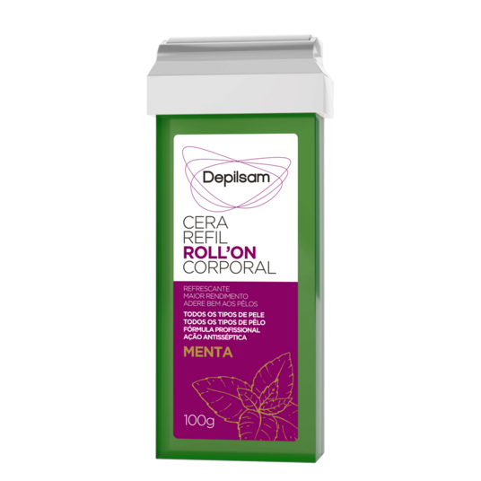 Cera Roll-on Depilsan 100g Menta Refil