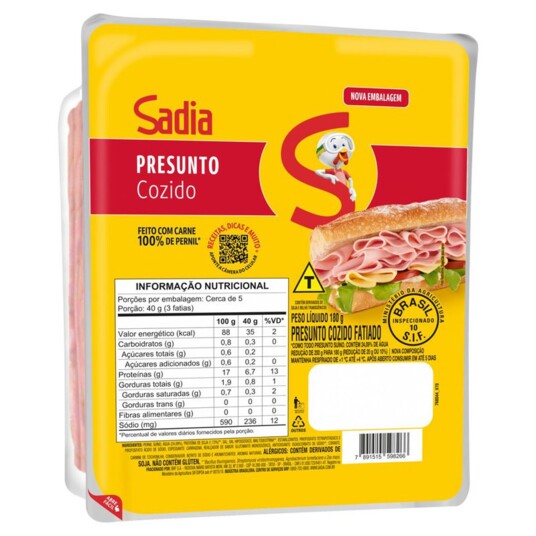 Presunto Sadia 180g Fatiado