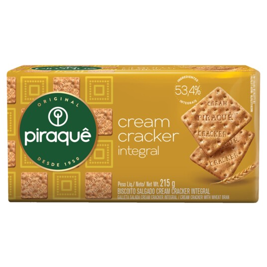 Biscoito Cr.cracker Piraque 215g Integral